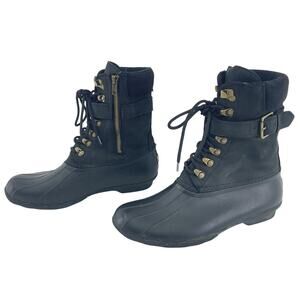 Sperry Shearwater Black Rubber Snow Rain Boots Women’s Size 9 Pre-Owned